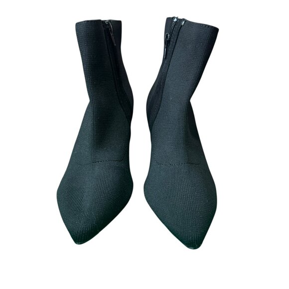 Anne Klein AK Federica Black Sock Booties | Size 6 | Kitten Heel Pointed Toe - Picture 1 of 7